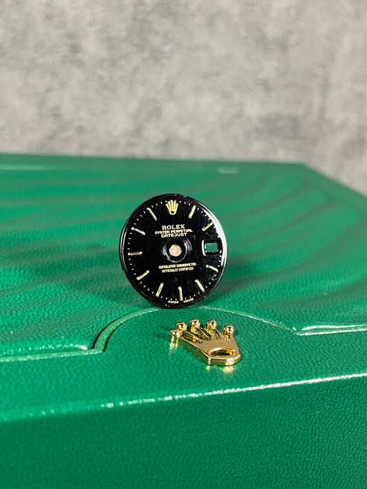 Rolex Dial for ref 69173 Ladies 26mm Datejust-Onyx Raised Gold Batons Swiss Made