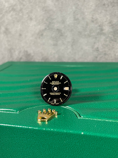 Rolex Dial for ref 69173 Ladies 26mm Datejust-Onyx Raised Gold Batons Swiss Made